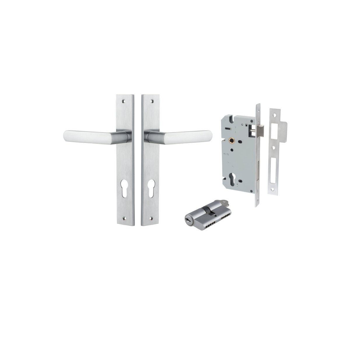 Osaka Lever - Rectangular Backplate - Entry Point - Iver - Brushed Chrome - Door Levers