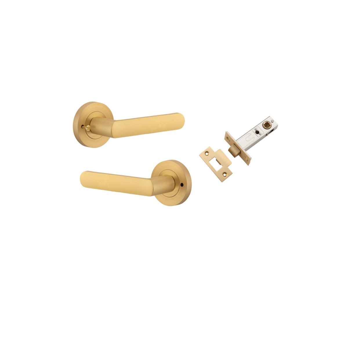 Osaka Lever - Round Rose - Entry Point - Iver - Brushed Brass - Door Levers