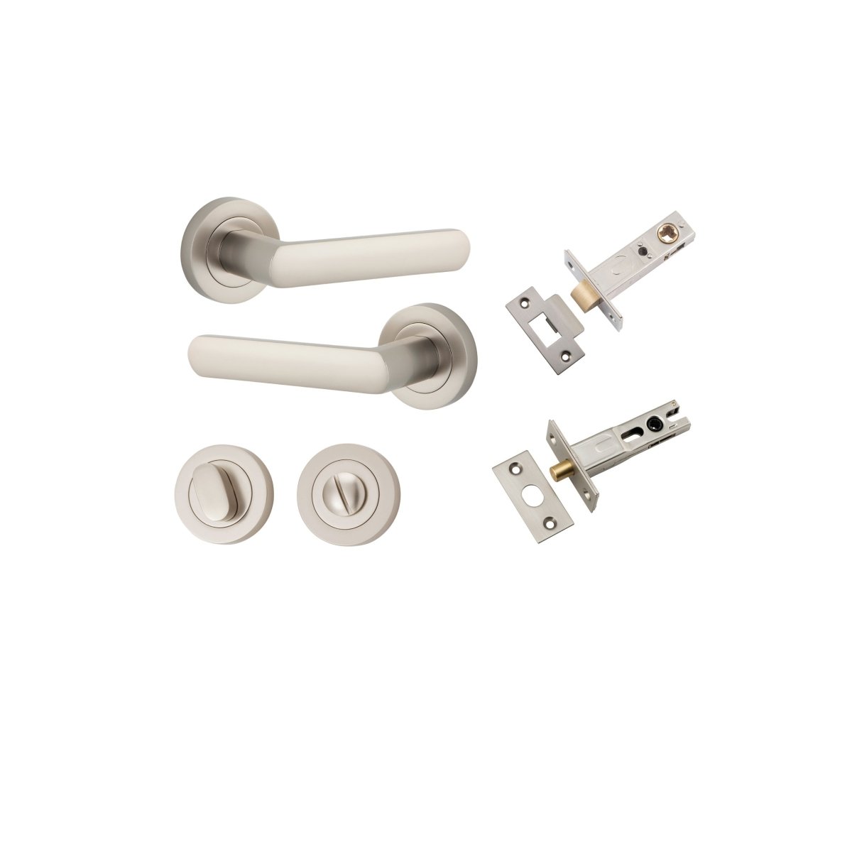 Osaka Lever - Round Rose - Entry Point - Iver - Satin Nickel - Door Levers