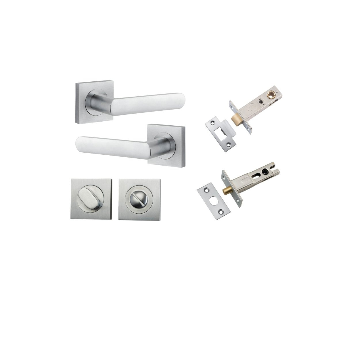 Osaka Lever - Square Rose - Entry Point - Iver - Brushed Chrome - Door Levers