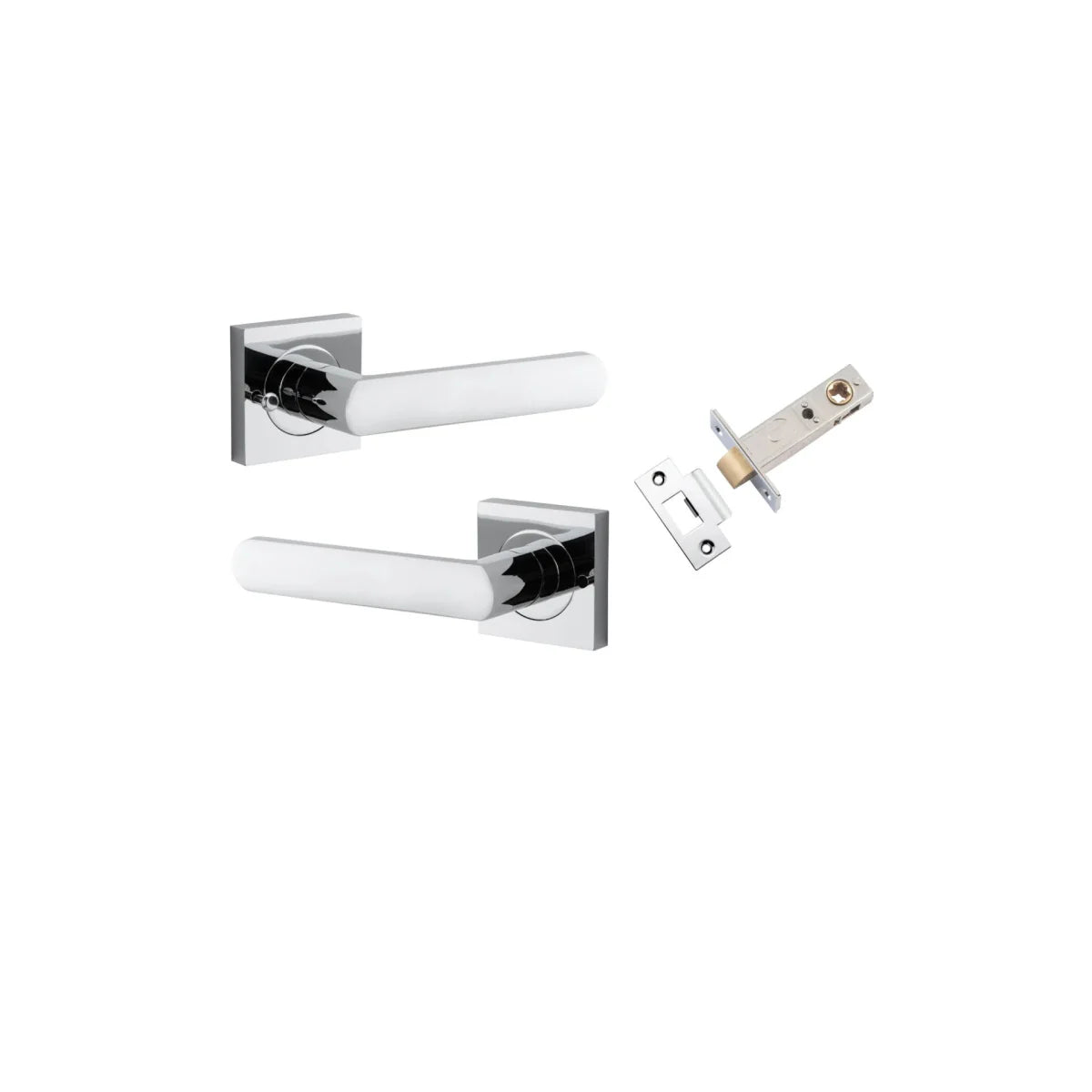 Osaka Lever - Square Rose - Entry Point - Iver - Polished Chrome - Door Levers