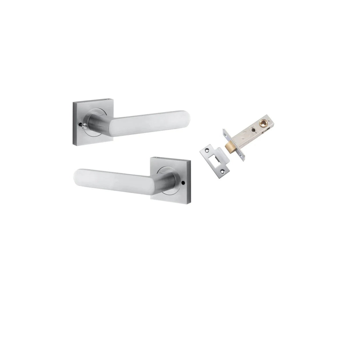 Osaka Lever - Square Rose - Entry Point - Iver - Brushed Chrome - Door Levers