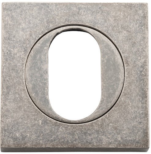 Oval Escutcheon - Square - Entry Point - Iver - Distressed Nickel - Escutcheons