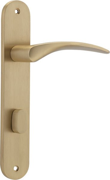 Oxford Lever - Oval Backplate - Entry Point - Iver - Brushed Brass - Door Levers