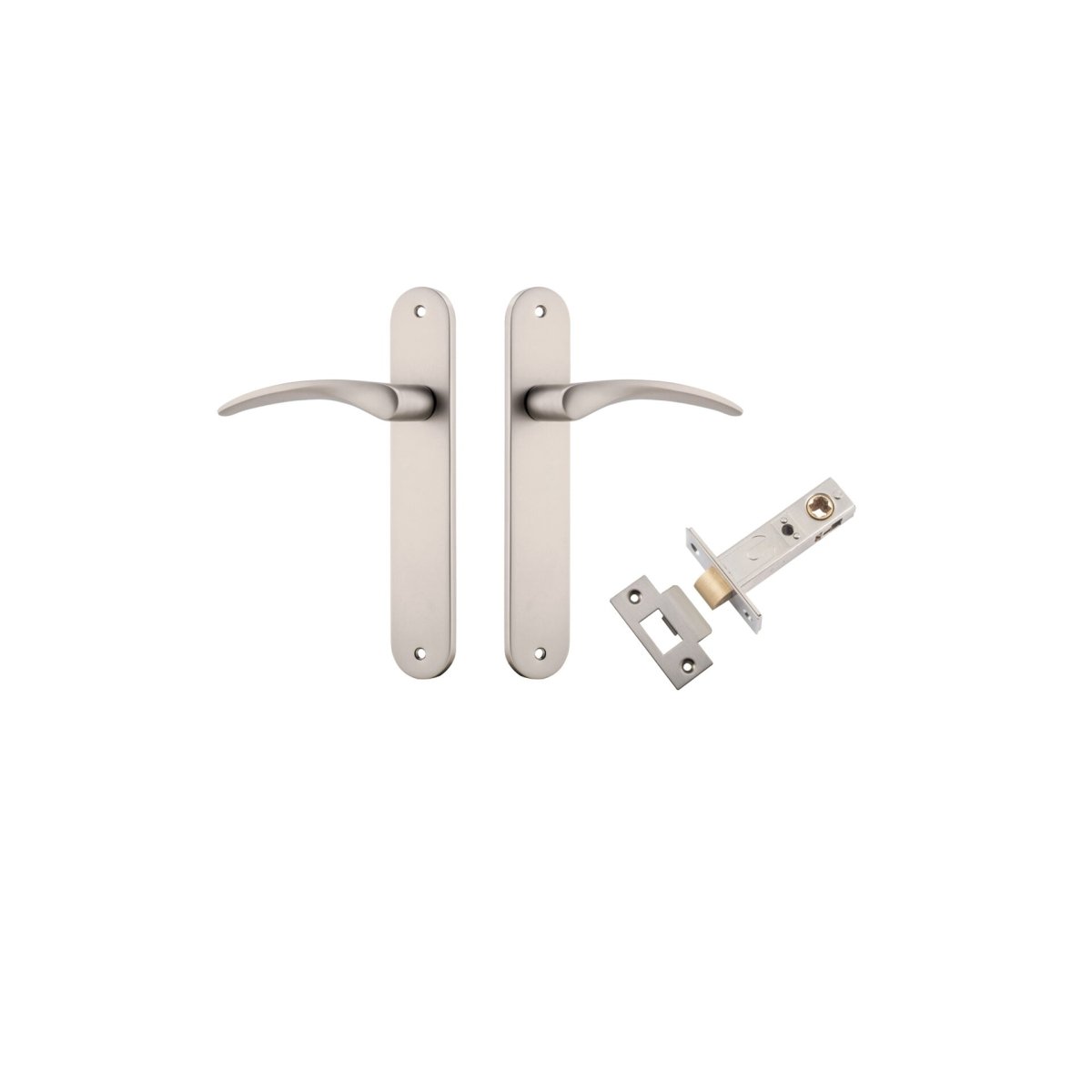 Oxford Lever - Oval Backplate - Entry Point - Iver - Satin Nickel - Door Levers