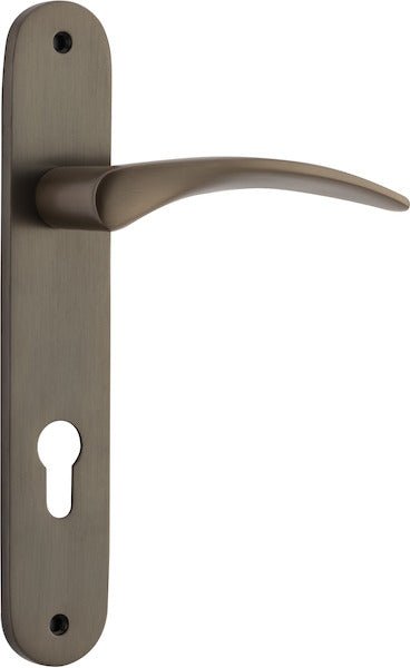 Oxford Lever - Oval Backplate - Entry Point - Iver - Signature Brass - Door Levers