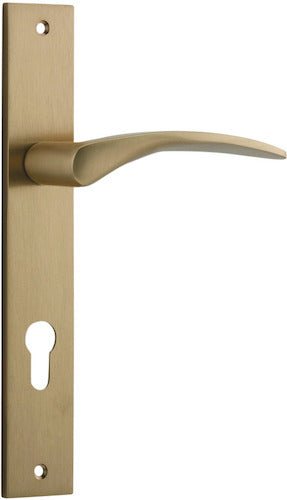 Oxford Lever - Rectangular Backplate - Entry Point - Iver - Brushed Brass - Door Levers