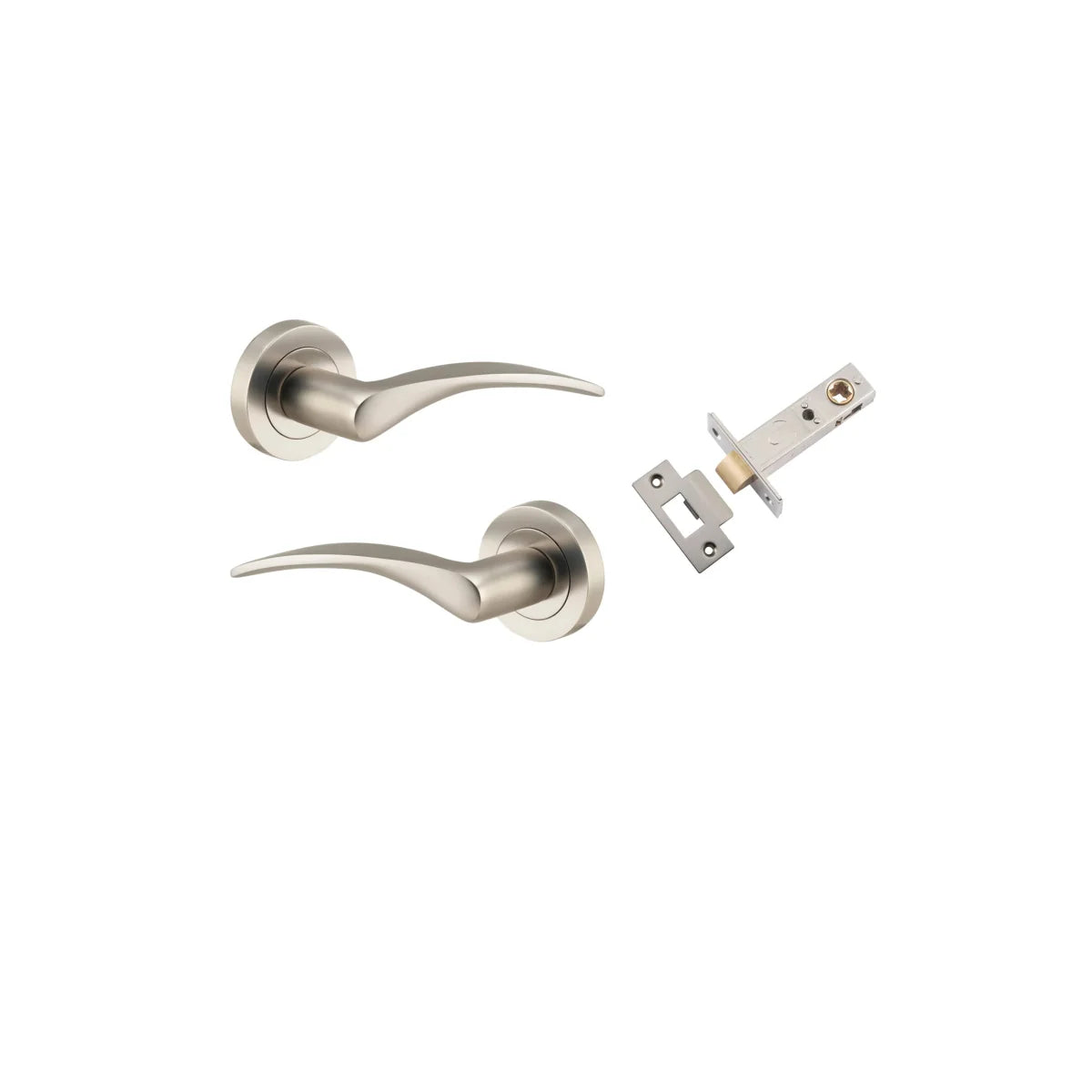 Oxford Lever - Round Rose - Entry Point - Iver - Satin Nickel - Door Levers