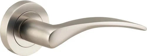 Oxford Lever - Round Rose - Entry Point - Iver - Satin Nickel - Door Levers