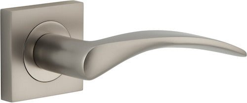 Oxford Lever - Square Rose - Entry Point - Iver - Satin Nickel - Door Levers