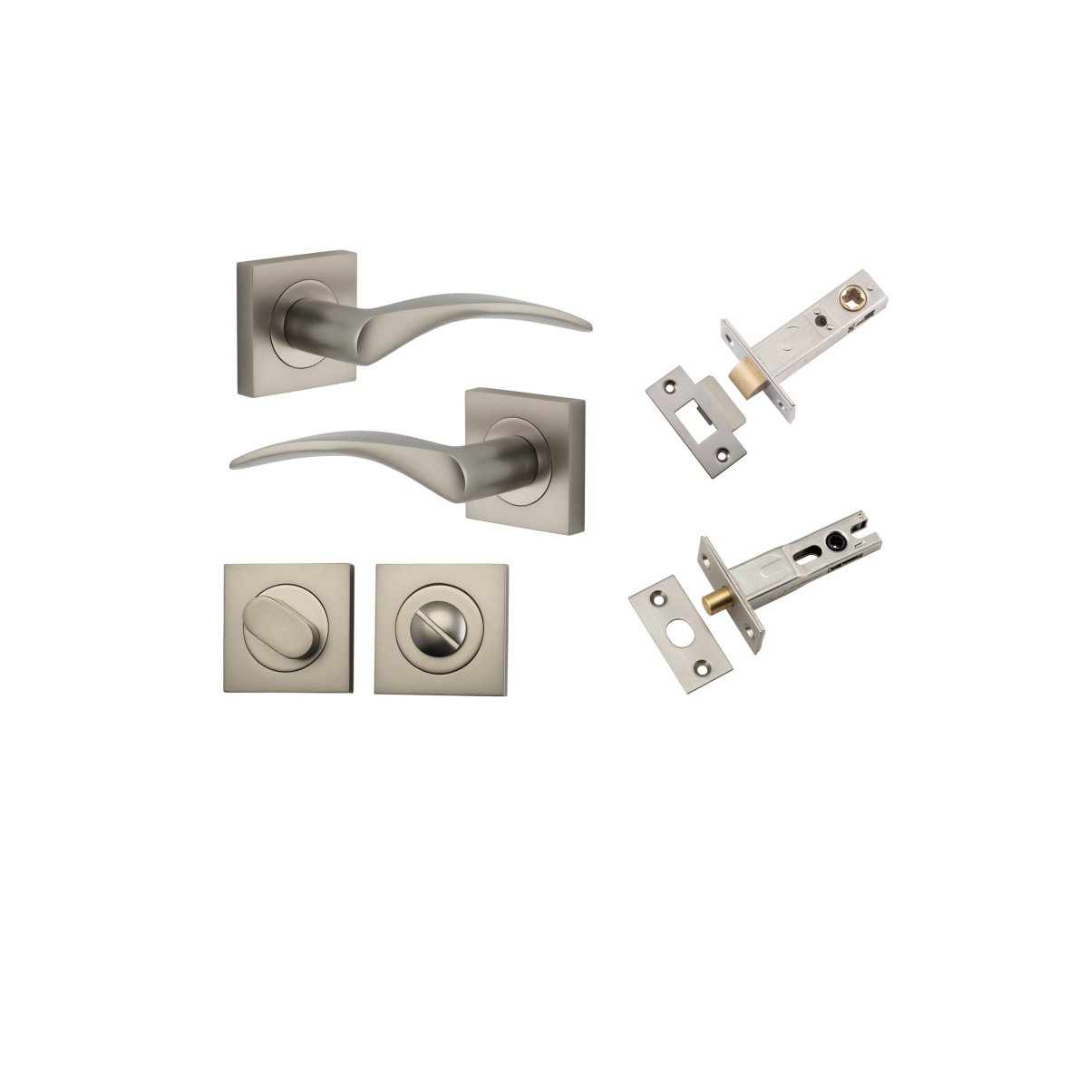 Oxford Lever - Square Rose - Entry Point - Iver - Satin Nickel - Door Levers