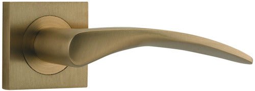 Oxford Lever - Square Rose - Entry Point - Iver - Brushed Brass - Door Levers