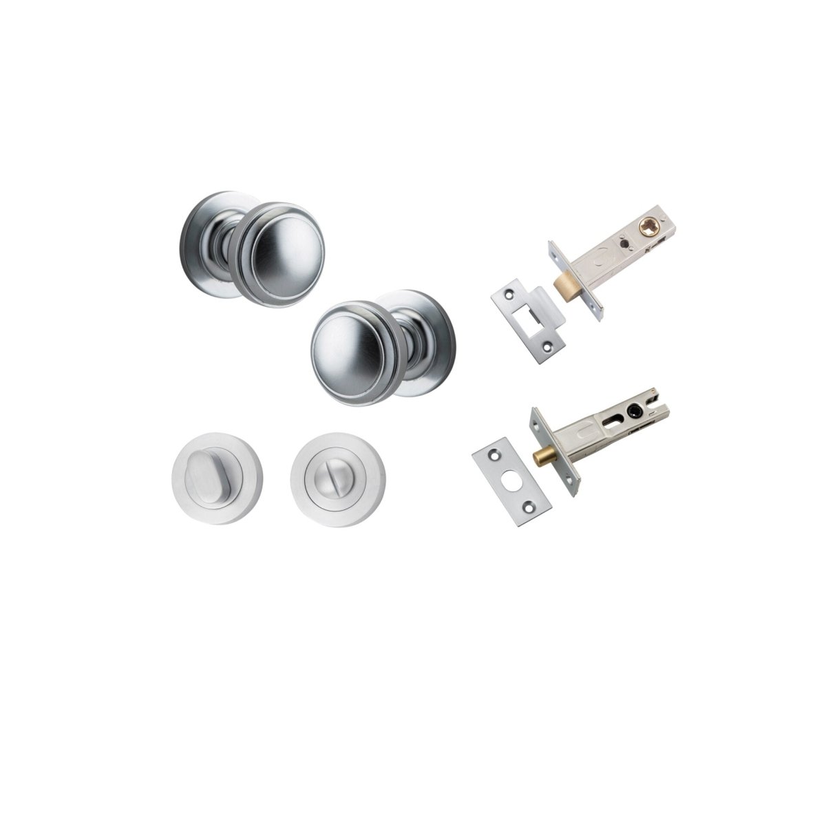 Paddington Knob - Round Rose - Entry Point - Iver - Brushed Chrome - Door Knobs