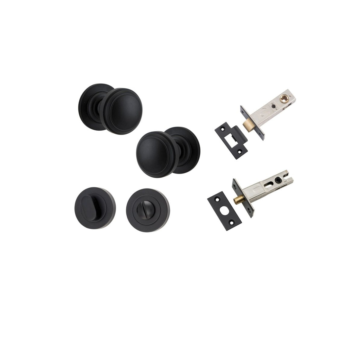 Paddington Knob - Round Rose - Entry Point - Iver - Matt Black - Door Knobs