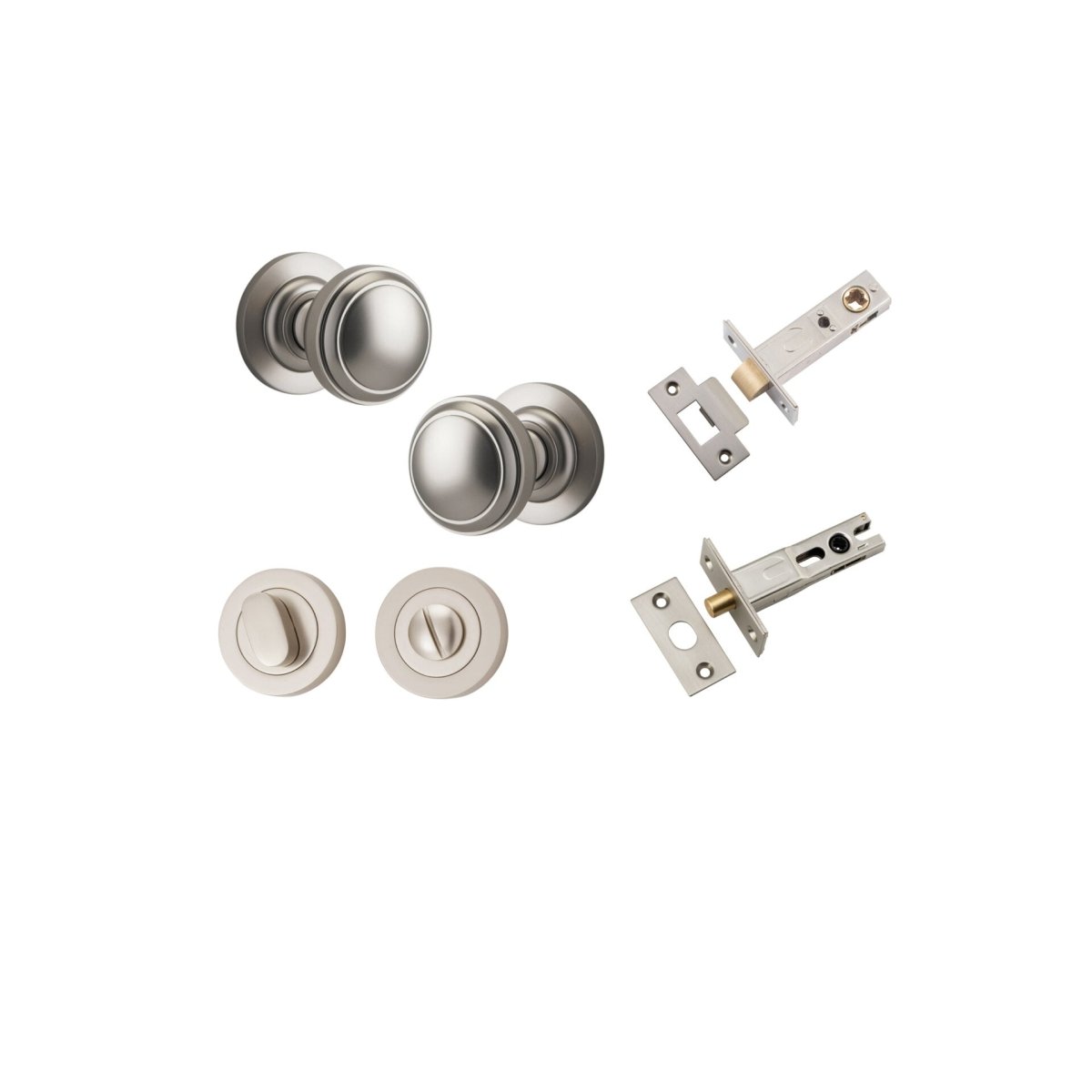 Paddington Knob - Round Rose - Entry Point - Iver - Satin Nickel - Door Knobs