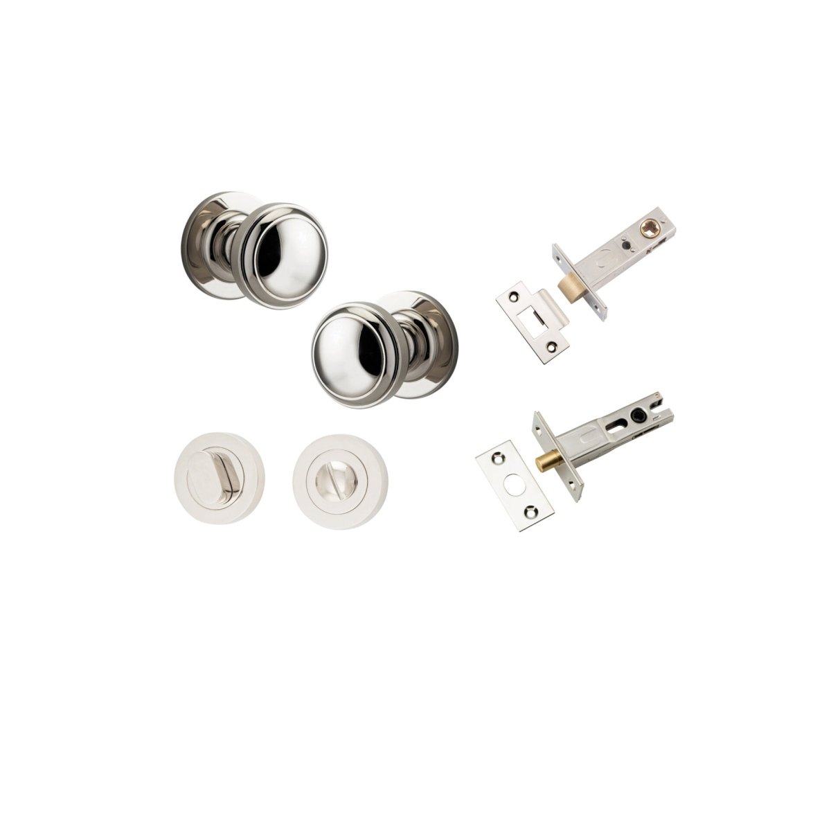 Paddington Knob - Round Rose - Entry Point - Iver - Polished Nickel - Door Knobs