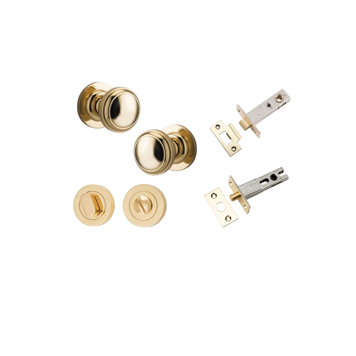 Paddington Knob - Round Rose - Entry Point - Iver - Polished Brass - Door Knobs