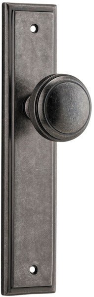 Paddington Knob - Stepped Backplate - Entry Point - Iver - Distressed Nickel - Door Knobs