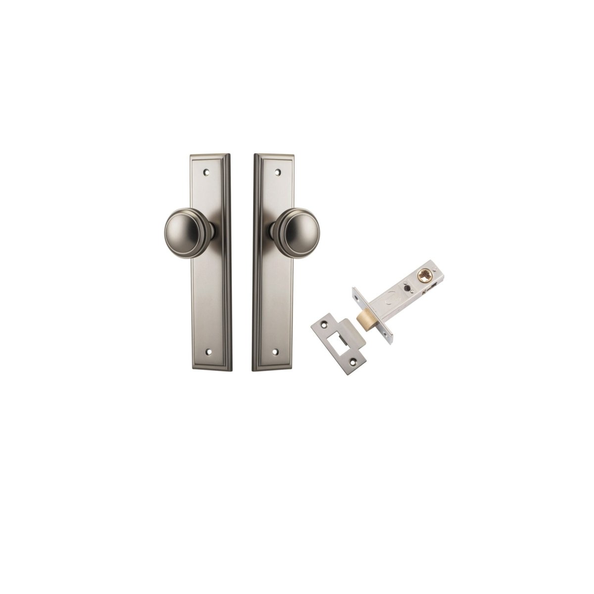 Paddington Knob - Stepped Backplate - Entry Point - Iver - Satin Nickel - Door Knobs