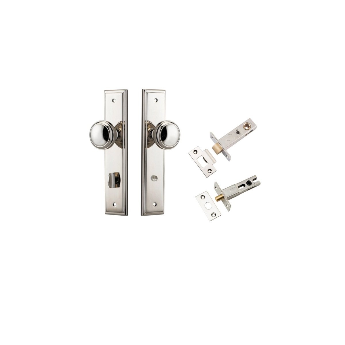 Paddington Knob - Stepped Backplate - Entry Point - Iver - Polished Nickel - Door Knobs