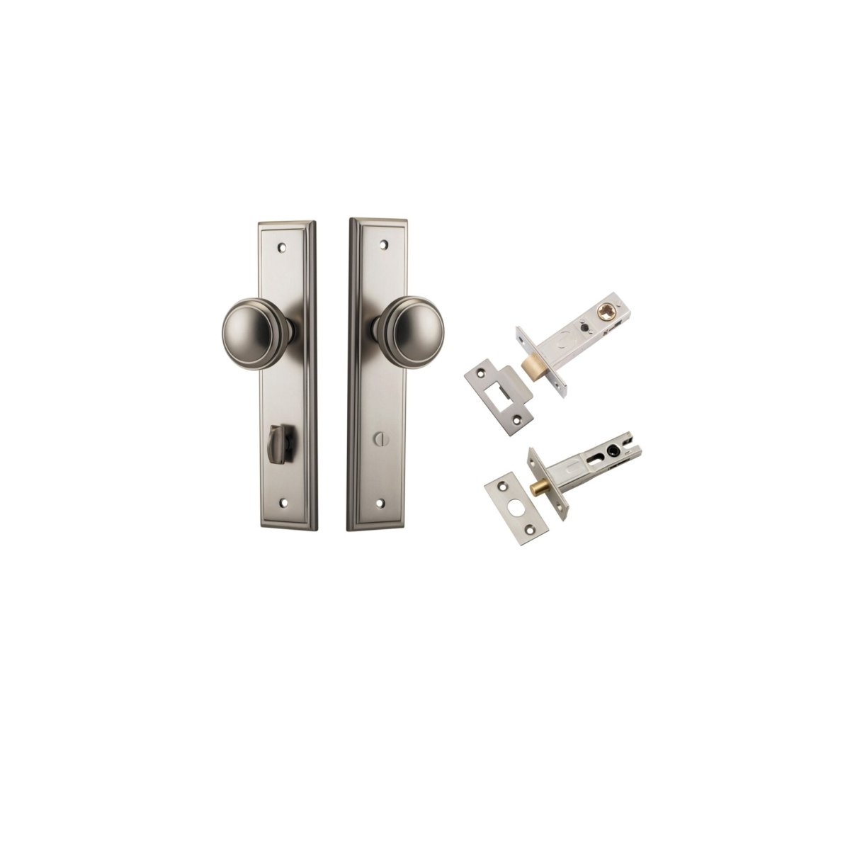 Paddington Knob - Stepped Backplate - Entry Point - Iver - Satin Nickel - Door Knobs