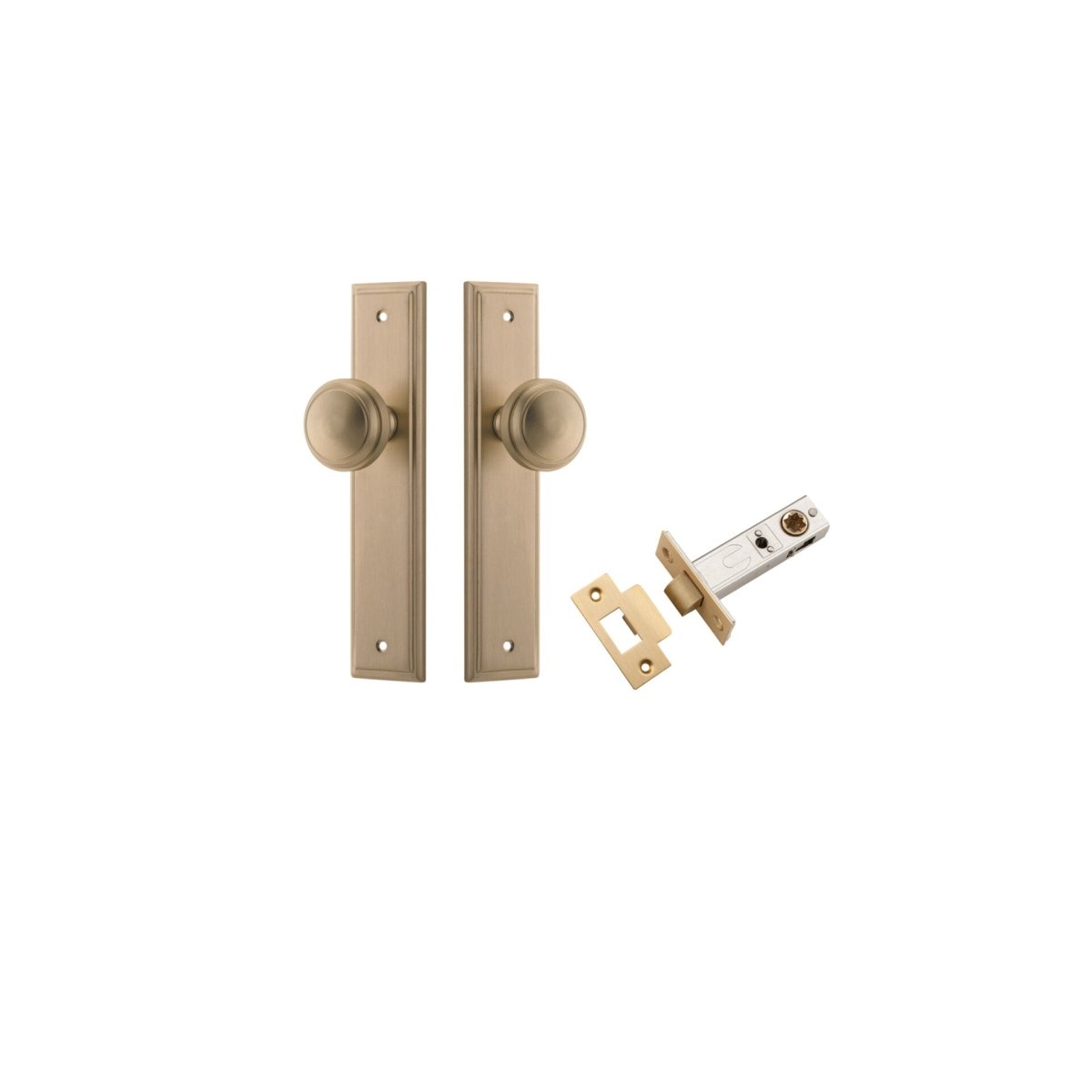 Paddington Knob - Stepped Backplate - Entry Point - Iver - Brushed Brass - Door Knobs