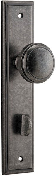 Paddington Knob - Stepped Backplate - Entry Point - Iver - Distressed Nickel - Door Knobs