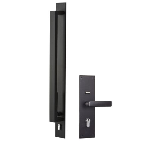 Trilock Omni Allure Double Cylinder Pull Handle Entrance Set - Matt Black