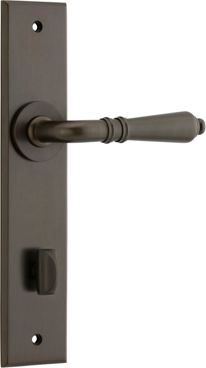 Sarlat Lever - Chamfered Backplate - Entry Point - Iver - Signature Brass - Door Levers