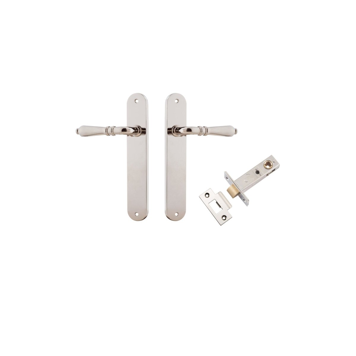 Sarlat Lever - Oval Backplate - Entry Point - Iver - Polished Nickel - Door Levers