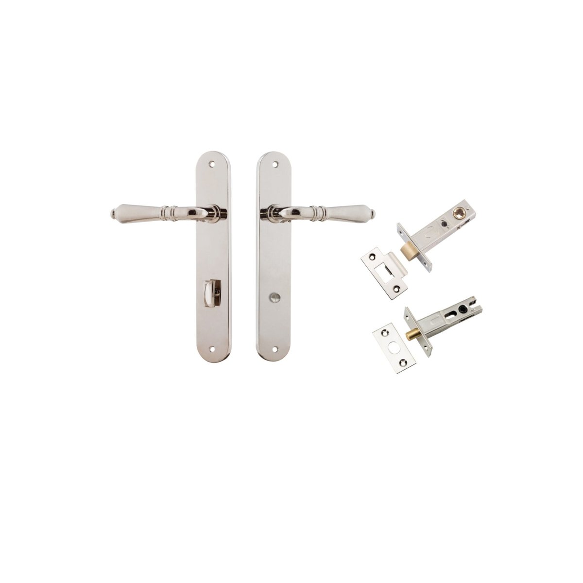 Sarlat Lever - Oval Backplate - Entry Point - Iver - Polished Nickel - Door Levers