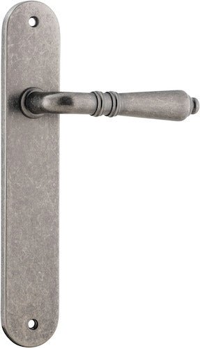 Sarlat Lever - Oval Backplate - Entry Point - Iver - Distressed Nickel - Door Levers