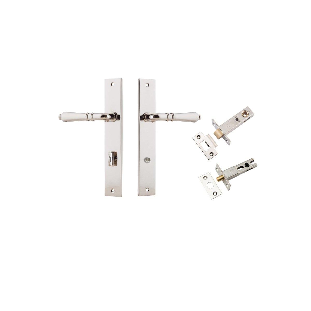 Sarlat Lever - Rectangular Backplate - Entry Point - Iver - Polished Nickel - Door Levers