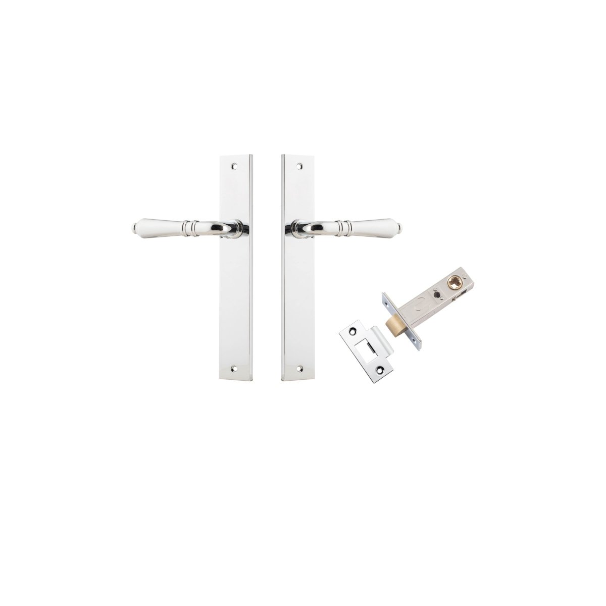 Sarlat Lever - Rectangular Backplate - Entry Point - Iver - Polished Chrome - Door Levers