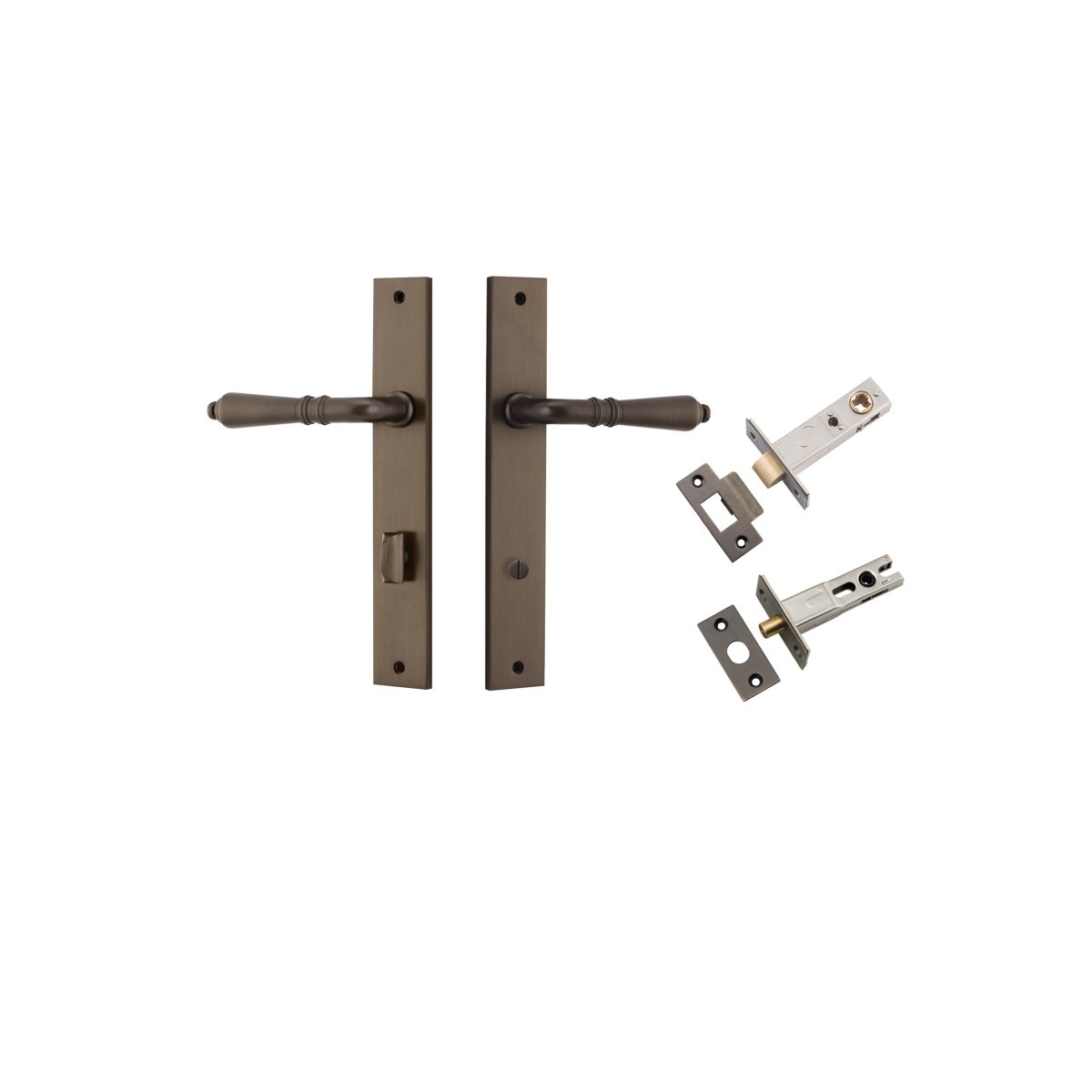 Sarlat Lever - Rectangular Backplate - Entry Point - Iver - Signature Brass - Door Levers