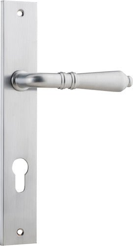 Sarlat Lever - Rectangular Backplate - Entry Point - Iver - Brushed Chrome - Door Levers