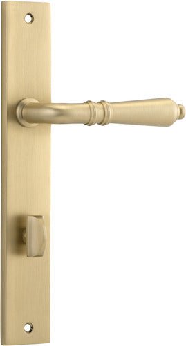 Sarlat Lever - Rectangular Backplate - Entry Point - Iver - Brushed Brass - Door Levers