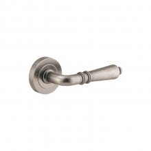 Sarlat Lever - Round Rose - Entry Point - Iver - Distressed Nickel - Door Levers