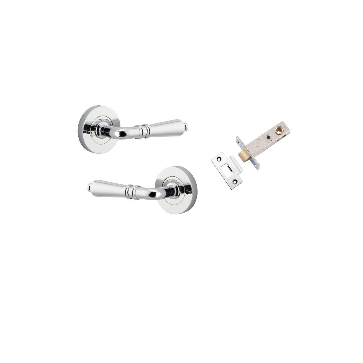 Sarlat Lever - Round Rose - Entry Point - Iver - Polished Chrome - Door Levers