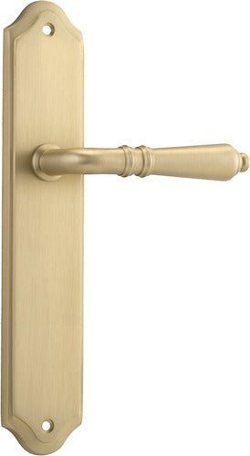 Sarlat Lever - Shouldered Backplate - Entry Point - Iver - Brushed Brass - Door Levers