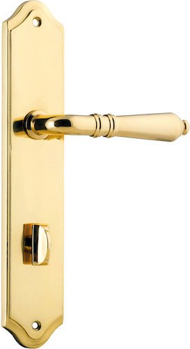 Sarlat Lever - Shouldered Backplate - Entry Point - Iver - Polished Brass - Door Levers