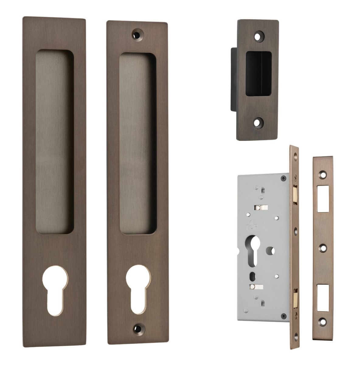 Sliding Door Flush Pull Locking - Rectangular - Entry Point - Iver - Signature Brass - Sliding Door Pulls