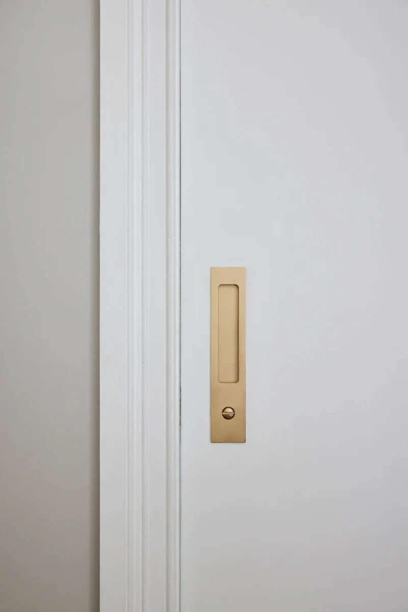 Sliding Door Flush Pull Privacy - Rectangular Turn - Entry Point - Iver - Brushed Brass - Sliding Door Pulls