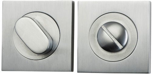 Square Privacy Turn - Entry Point - Iver - Brushed Chrome - Tube Latches & Bolts