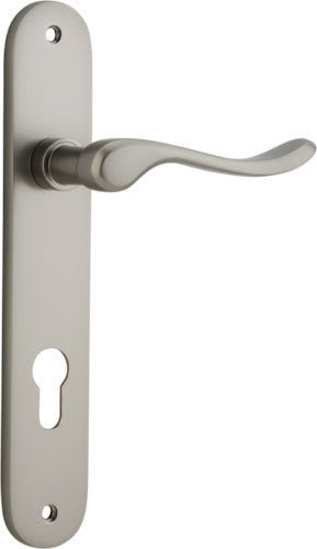 Stirling Lever - Oval Backplate - Entry Point - Iver - Satin Nickel - Door Levers