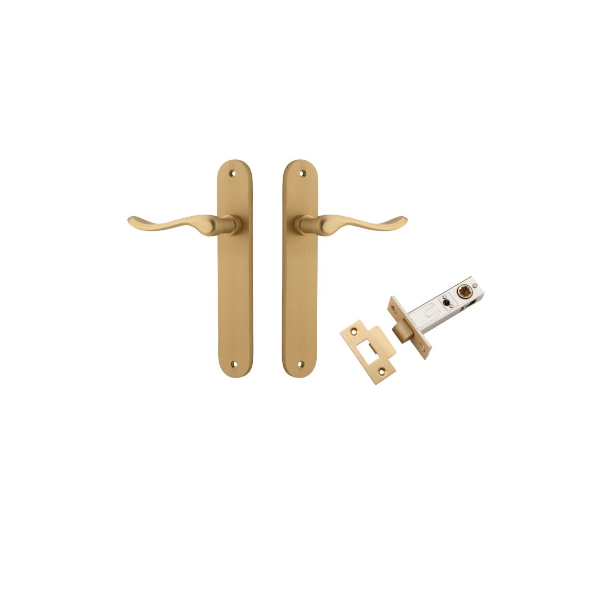 Stirling Lever - Oval Backplate - Entry Point - Iver - Brushed Brass - Door Levers