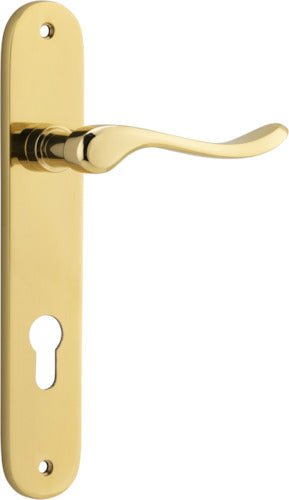 Stirling Lever - Oval Backplate - Entry Point - Iver - Polished Brass - Door Levers