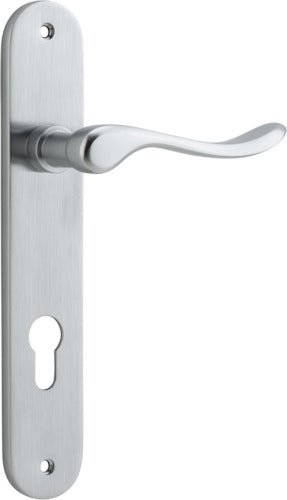 Stirling Lever - Oval Backplate - Entry Point - Iver - Brushed Chrome - Door Levers