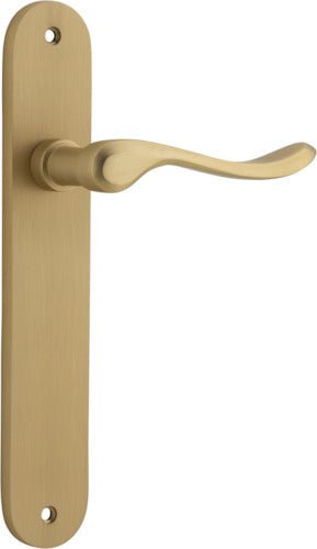 Stirling Lever - Oval Backplate - Entry Point - Iver - Brushed Brass - Door Levers