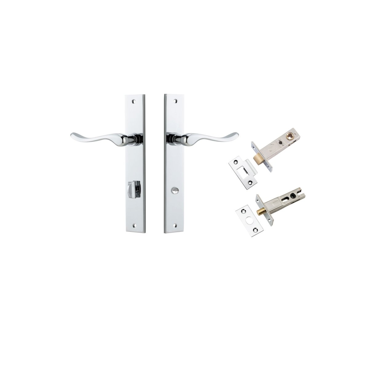 Stirling Lever - Rectangular Backplate - Entry Point - Iver - Polished Chrome - Door Levers